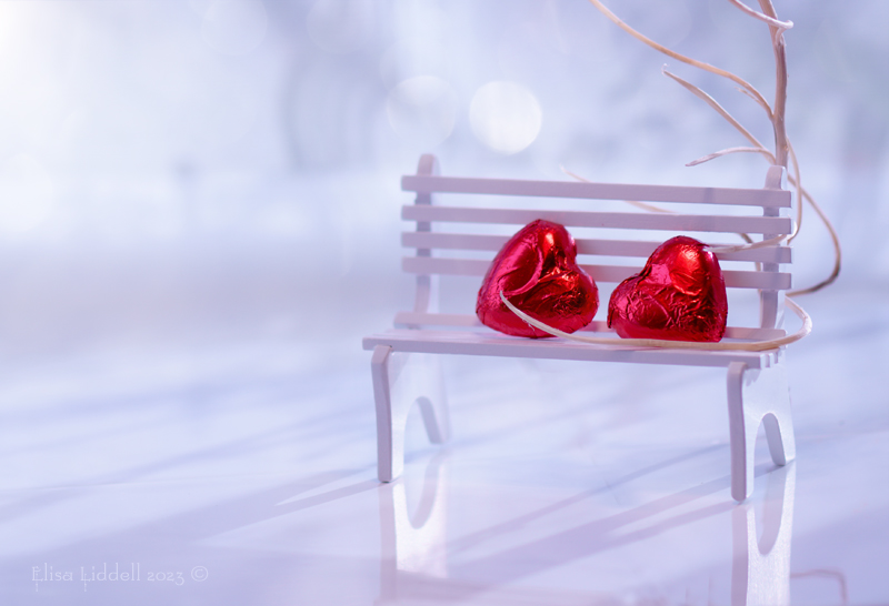 miniature bench with hearts